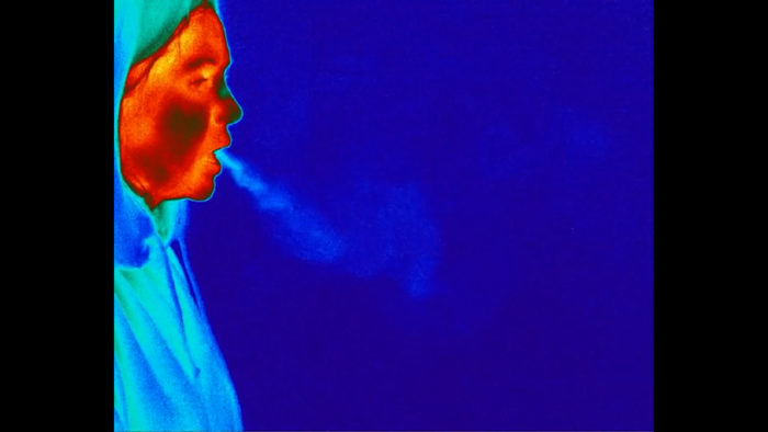 Thermal camera image of person singing